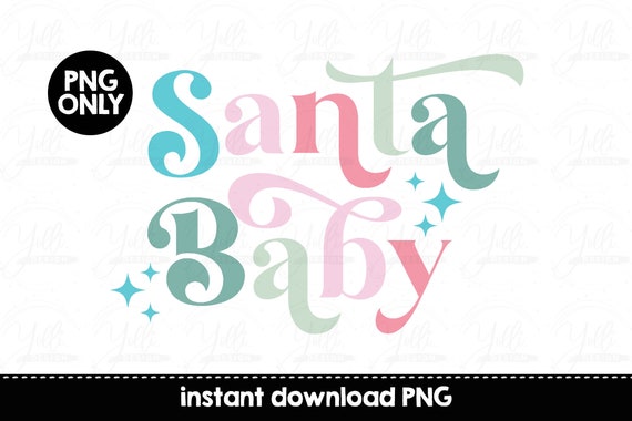Retro Santa Baby PNG | Retro Pastel Santa Baby Christmas Png | Retro Christmas Decor | Retro Christmas PNG | Xmas sublimition Il_570xn