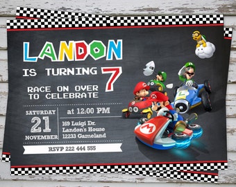 Mario Kart Birthday Party Invitation Super Mario Birthday Invitation Luigi Party PRINTABLE