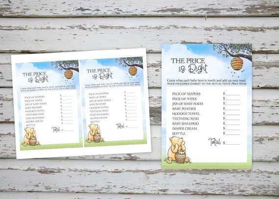 The Price Is Right, Winnie Pooh Baby Shower Games, Winnie Pooh what's in your purse, Classic Winnie Pooh Baby Shower INSTANT DOWNLOAD Il_570xn