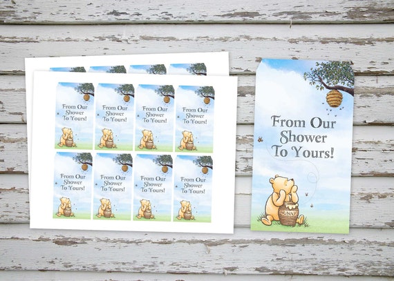 From Our Shower To Yours Tags, From My Shower To Yours, Winnie Pooh Favor Tags, Baby Shower Gift Tags, Classic Pooh INSTANT DOWNLOAD Il_570xn
