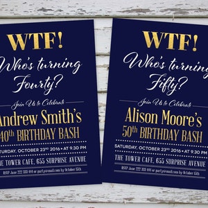 Surprise Party Invitation Anniversaire Surprise Bleu Marine Etsy