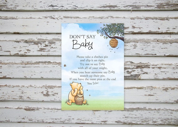 Winnie The Pooh Baby Shower Game, Winnie Pooh Baby Shower, Winnie Pooh Don't Say Baby Game, Classic Winnie Pooh Baby Shower INSTANT DOWNLOAD Il_570xn