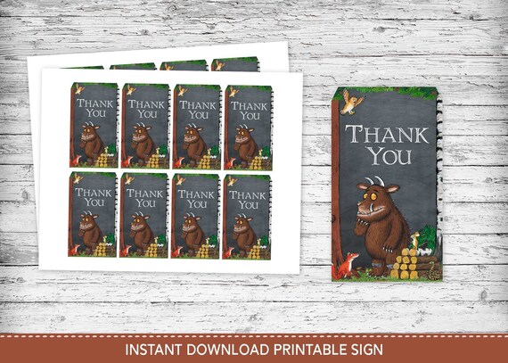 Gruffalo Thank you Tags, Gruffalo Favor Tags, Gruffalo Birthday, Printable Thank You Tags, Gruffalo Party Decorations, INSTANT DOWNLOAD Il_570xn