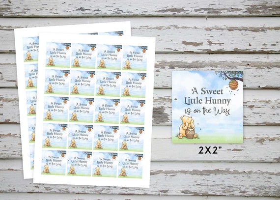 Mini honey jar tags, A Sweet Little Hunny is On The way, Classic Winnie The Pooh Thank you Tags, Classic Pooh Baby Shower Il_570xn