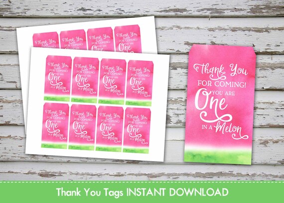 One in a melon Thank you Tags, One in a melon Favour Labels, One in a melon Thank You Labels, One in a melon Treat Bag Tags INSTANT DOWNLOAD Il_570xn