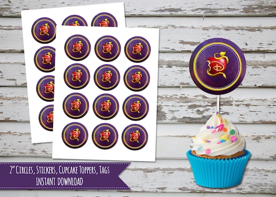 Descendants Cupcake Toppers Descendants Birthday Descendants 2in Circles Descendants Favour Tags INSTANT DOWNLOAD Il_570xn