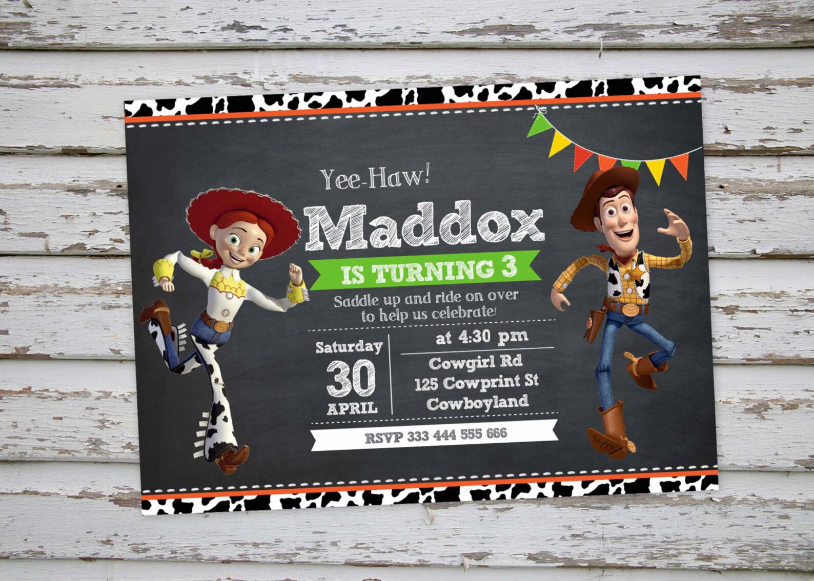 Woody and Jessie Toy Story Birthday Party Invitation Cowboy Etsy