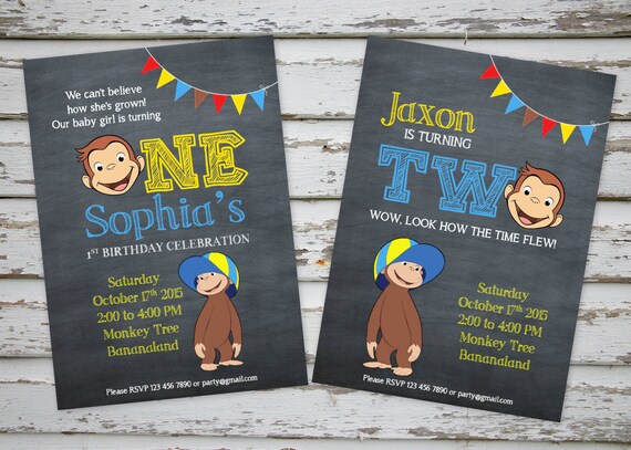 Curious George invitation printable Il_570xn