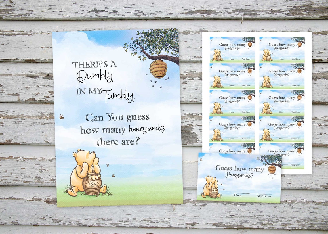 Guess How Many Honeycombs Baby Shower Game Winnie Pooh Baby - Etsy