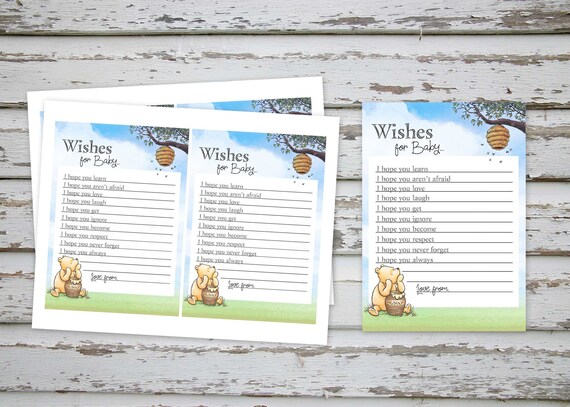 Wishes for Baby, Winnie Pooh Baby Shower Games, Winnie Pooh Wishes for baby, Classic Winnie Pooh Baby Shower INSTANT DOWNLOAD Il_570xn