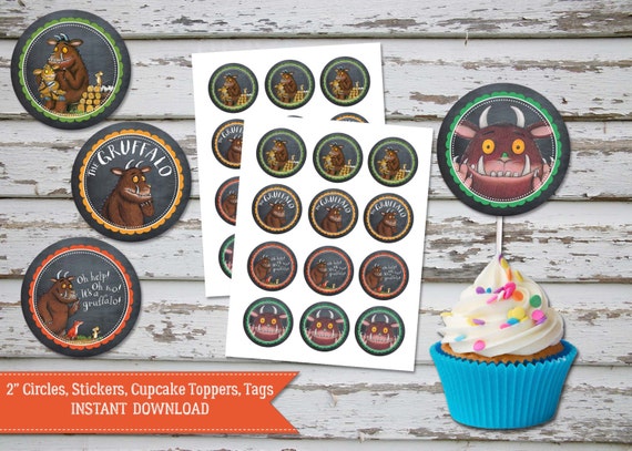 Gruffalo Cupcake Toppers, Gruffalo Birthday Toppers, Gruffalo Favour Tags, Gruffalo circles, Gruffalo party INSTANT DOWNLOAD Il_570xn