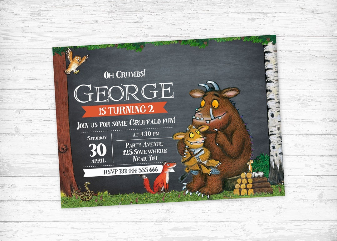The Gruffalos Child Birthday Party Invitation Gruffalo Etsy
