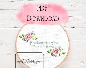 Bookmarks Are For Quitters Cross Stitch Pattern (PDF Download), Book Themed Cross Stitch Pattern, Digital Download Cross Stitch, PDF Pattern