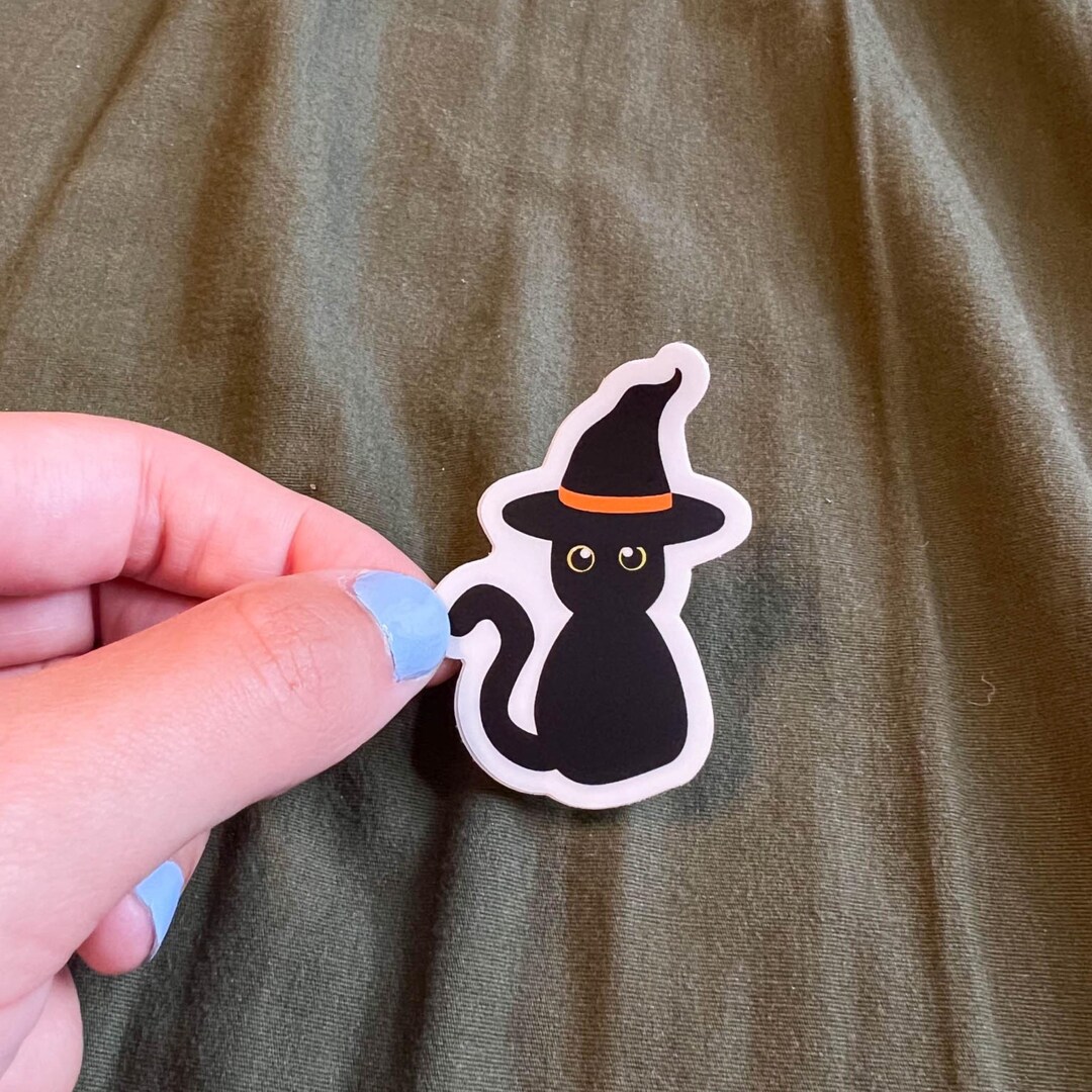 Black Cat Sticker, Halloween Themed Sticker, Stickers for Laptop ...