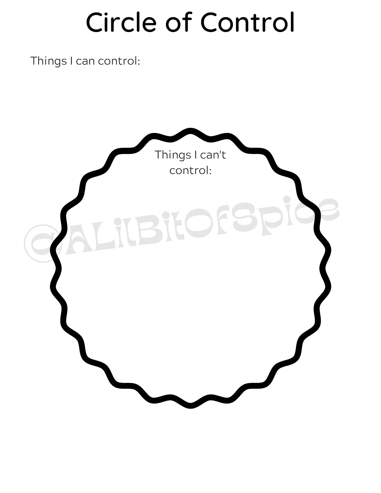 Circle of Control Worksheet, Social Emotional Learning Activity, SEL