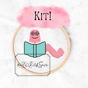 Book Worm Cross Stitch Pattern, Book Cross Stitch Kit, Cross Stitch Kit Simple, Easy Cross Stitch, Cross Stitch Pattern for Beginners
