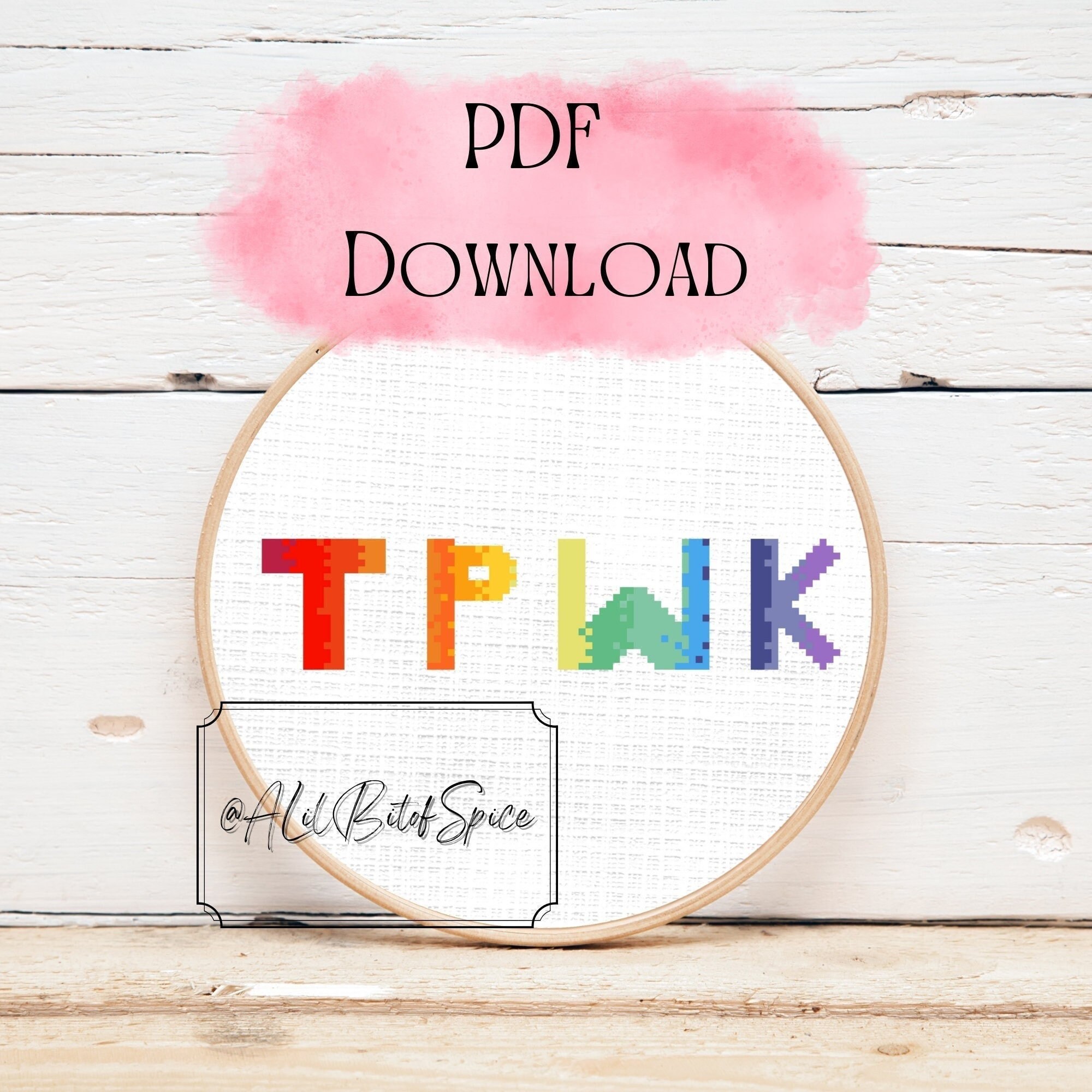 Treat People With Kindness Cross Stitch Pattern, Cross Stitch PDF Download, Rainbow Block Letters, Rainbow Cross Stitch, Rainbow Wall Art