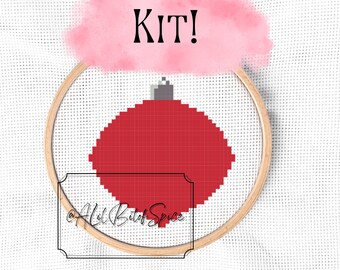 Red Christmas Ornament Cross Stitch Pattern, Cross Stitch Kit, Christmas Cross Stitch Pattern, Ornament Cross Stitch, Holiday Craft Kit
