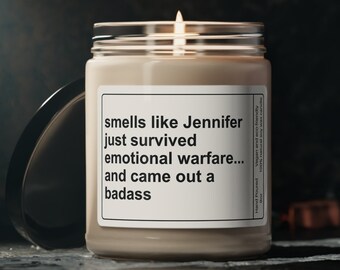 Funny Divorce Gift, Smells Like you Just Survived Emotional Warfare and Came Out a Badass Soy Candle, Unique Breakup Gift for Her