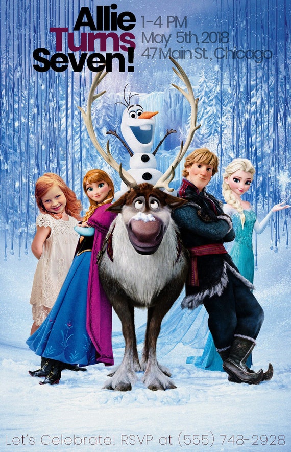 Frozen Disney Birthday Invitation Personalized Party Printable Kid Elsa Anna