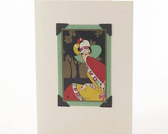 Art Deco Greetings Card: People by Vintage Playing Cards FREE UK SHIPPING