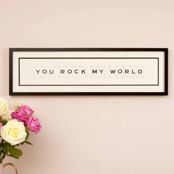 You Rock My World Vintage Rahmen von Vintage Spielkarten - Valentinstag Geschenk, Valentinstag, Valentinstag, personalisiertes Geschenk