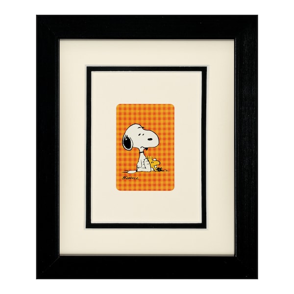 Snoopy Sitting with Woodstock - Vintage Snoopy Playing Card Picture