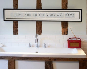 I Love You To The Moon And Back - Frame by Vintage Playing Cards- Valentines Day Gift, Valentines Day, Valentine, Personalised Gift