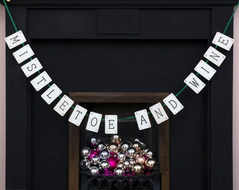 Mistletoe And Wine Bunting by Vintage Playing Cards