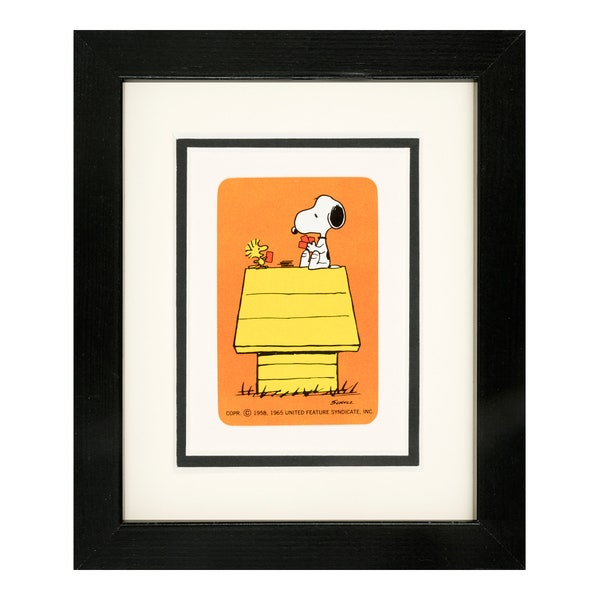 Snoopy and Woodstock with Playing Cards - Vintage Snoopy Playing Card Picture