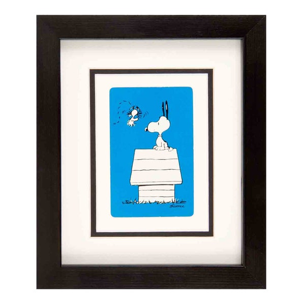 Snoopy at Home with Woodstock - Vintage Snoopy Card Frame by Vintage Playing Cards