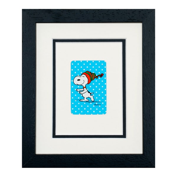 Patinage sur glace Snoopy - cadre de carte à jouer carte Snoopy vintage