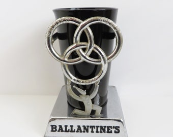 Ballantine's Holder Vintage Ballantine Holder 1940's Swizzle Stick Holder Chrome and Glass Holder Vintage Barware Breweriana Advertisement