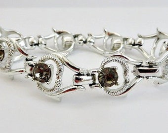 Vintage Bracelet Silver Bracelet Smoky Gray Stones