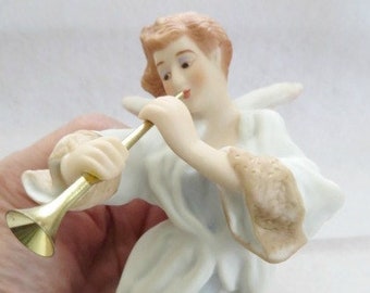 Hallmark Heavenly Trumpeter 1985 Limited Edition Hand Painted Ornament Fine Porcelain Ornament Keepsake Ornament Christmas Ornament QX405-2