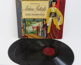 Madame Butterfly 78 rpm Set RCA Victor Red Seal Madame Butterfly Box Set Puccini Vintage 78 Record Set DM-1068 Vintage Opera Record