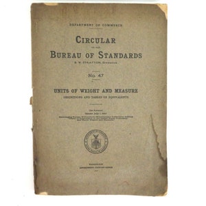 First Edition Book - 1st Edition Book - Department Commerce Circular Bureau Of Standards - Vintage Book No 47 - 1914 Book