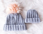 Crochet Pattern, The Woodland Beanie, Winter Hat, Fold Over Beanie, Brim Hat, Brimmed Hat Pattern, Baby Size, Child Size, Unisex