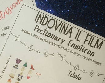 Gioco per festa!Pictionary Emoticon! indovina il film! Pictionary film emoticon! Gioco Emoticon! Rebus con emoticon!