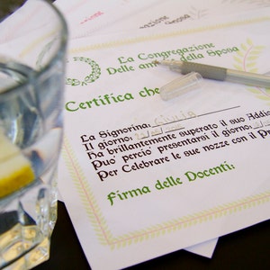Certificato! Addio al nubilato ! Regalo per addio al nubilato! Ricordo addio al nubilato! Diploma addio al nubilato! Targa addio al nubilato