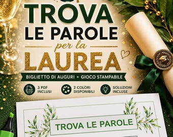 Trova le parole laurea! Gioco laurea! Biglietto di auguri per la laurea! Auguri laurea unisex! Gioco laurea unisex! Ad maiora laurea