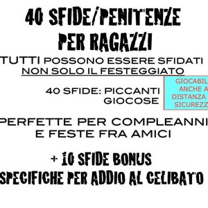 40 sfide per Ragazzi DISTANZIATE + 10 sfide per Addio al Celibato