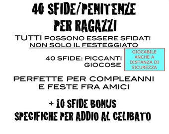 40 sfide per Ragazzi DISTANZIATE + 10 sfide per Addio al Celibato