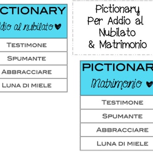 Pictionary Per Addio Al Nubilato! Pictionary per Matrimonio ! Gioco per Matrimonio ! Gioco per Addio Al Nubilato!