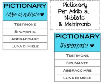 Pictionary Per Addio Al Nubilato! Pictionary per Matrimonio ! Gioco per Matrimonio ! Gioco per Addio Al Nubilato!