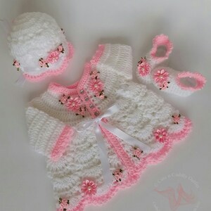 Crochet Baby Outfit Pattern: Cardigan, Bonnet & Booties (PDF Download) image 5