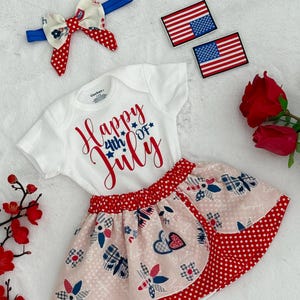USA Baby Girl Outfit, 4th of July Baby Girl Outfit, Patriotic Baby Clothes Set, Infant Red White Blue Baby Outfit