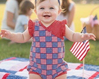 Conjunto de pelele para bebé niña para el 4 de julio