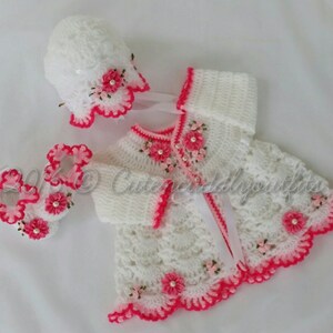 Crochet Baby Outfit Pattern: Cardigan, Bonnet & Booties (PDF Download) image 7
