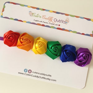 Rainbow headband, Rainbow flower headband, baby headband, rainbow baby headband, Newborn photo prop, Rainbow baby gift, summer baby headband